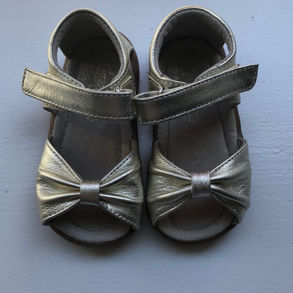 See Kai Run platinum leather sandals